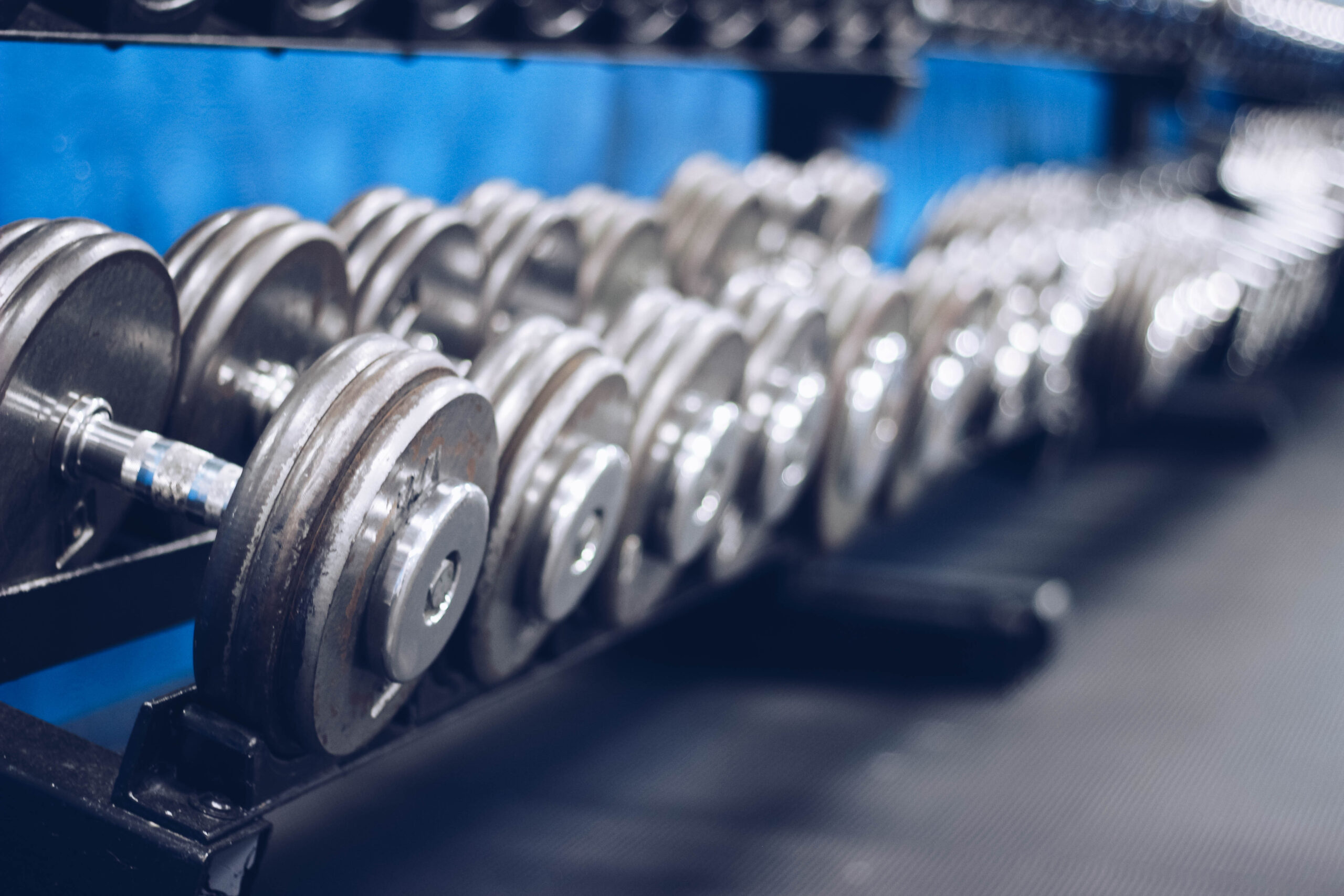 Dumbbells in the weight room at Parkside Fitness