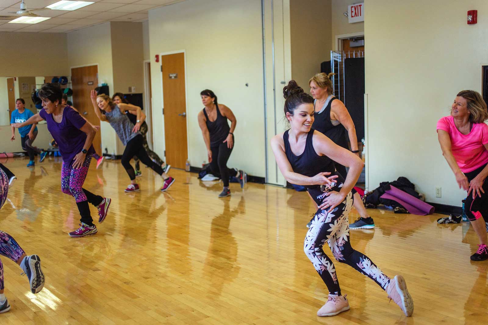 A group of people doing Zumba at Parkside Fitness